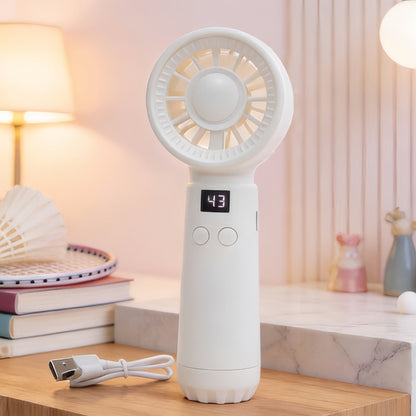 Women's Portable USB Handheld Fan with LED Display and Adjustable Speeds Skanto