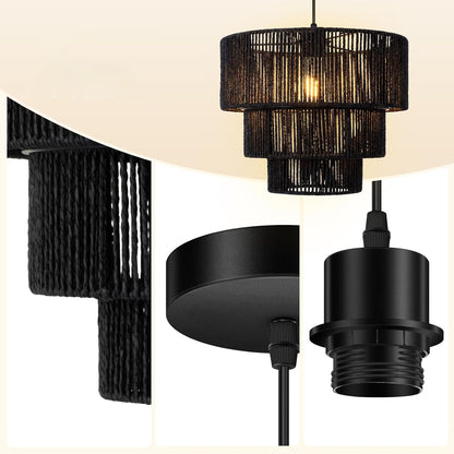 Elegant hanging lamp with rattan details Acalora