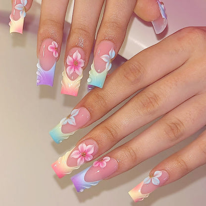 Elegant Floral Ombre Press-On Nail Set Acalora