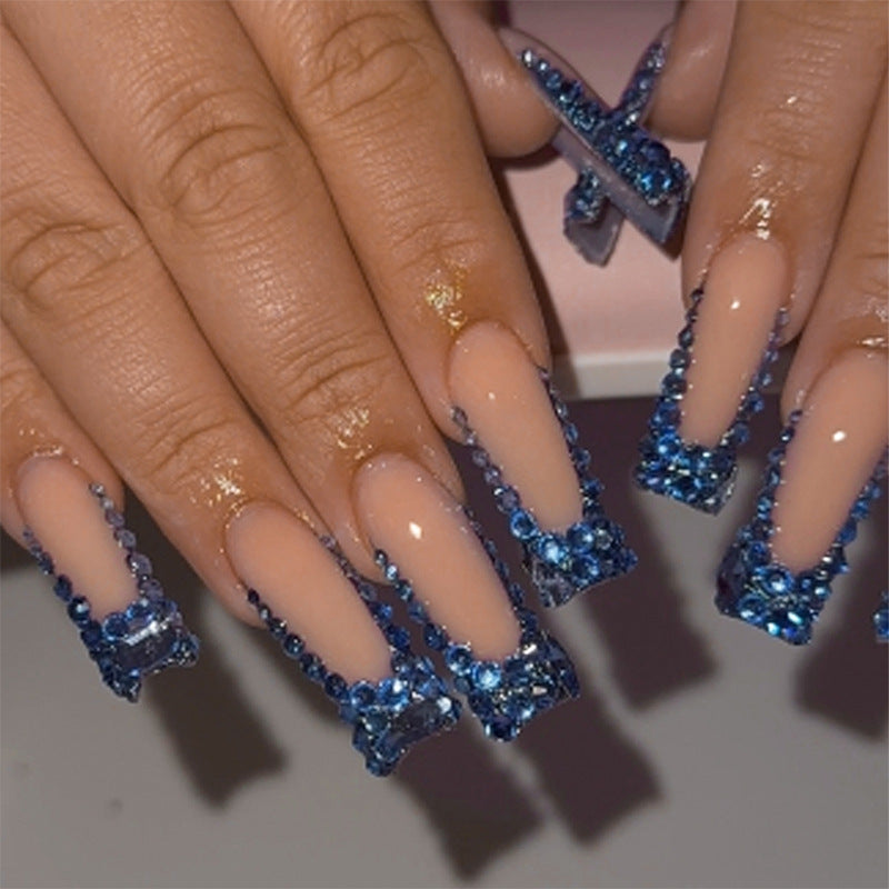 Designer Press-On Nail Set with Rhinestone Accents Acalora