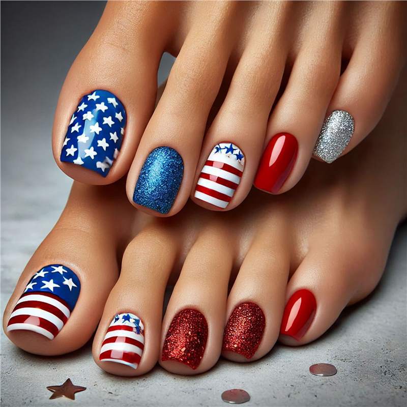Patriotic Themed Press-On Nail Art Acalora