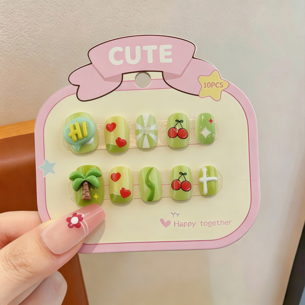 Playful artificial nail set with colorful designs Acalora
