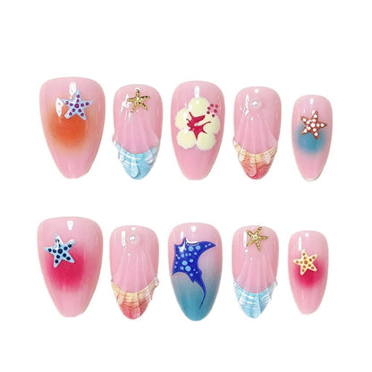 Artistic Ocean-Inspired Press-On Nail Art Acalora