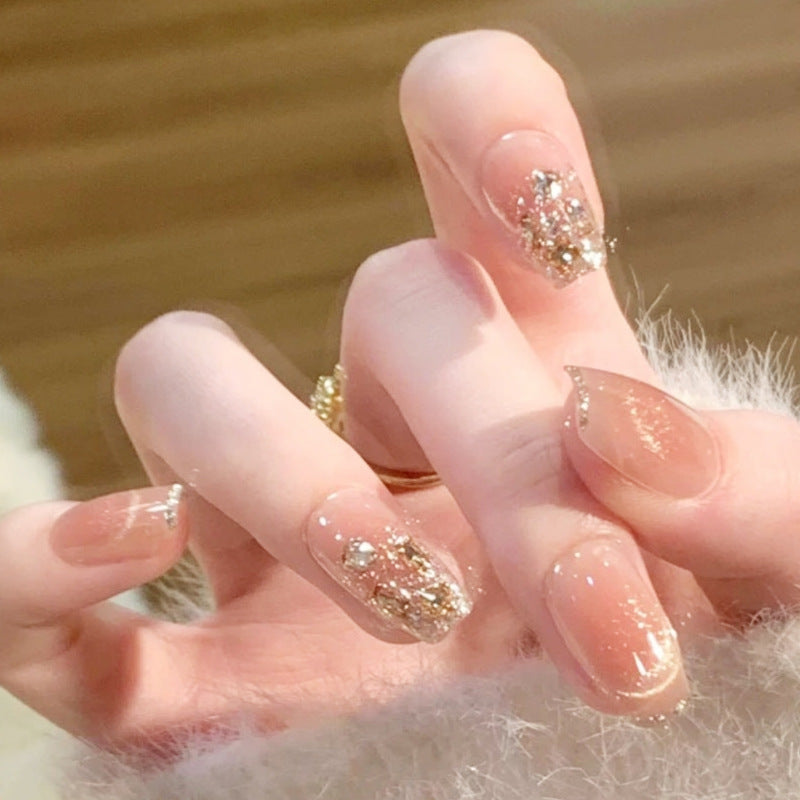 Artificial nail set with sparkling glitter and 3D applications Acalora