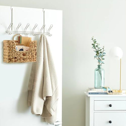 Wall shelf made of untreated wood with rattan inserts Acalora