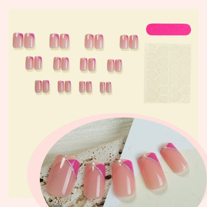 Decorative Press-On Nail Set with Stylish Geometric Design Acalora