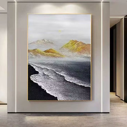 Textured Coastal Landscape Canvas Artwork