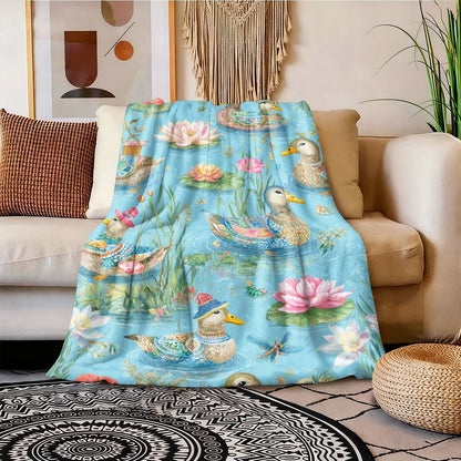 Artistic Duck Print Fleece Throw Blanket