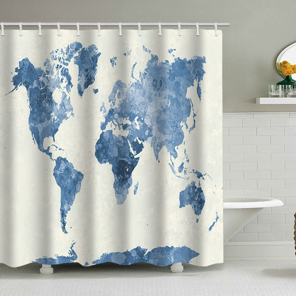 Vintage World Map Shower Curtain