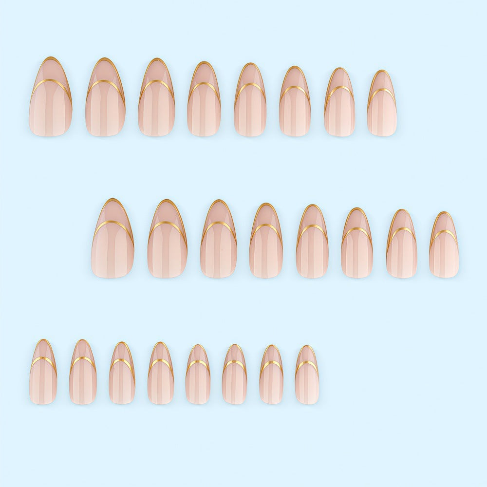 Artificial nails with elegant gold lines Acalora