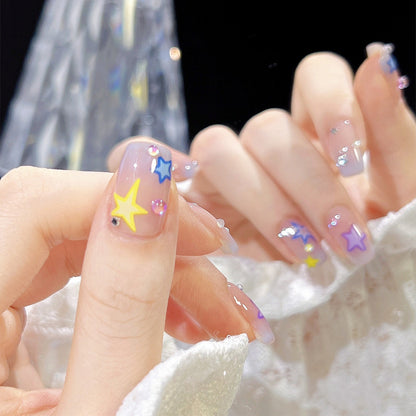 Artificial nail set with elegant blooming decorations and delicate ombre effect Acalora