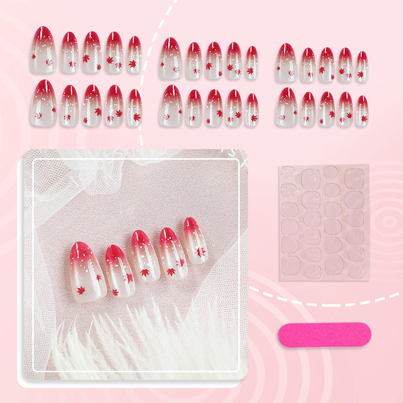 Artistic Ombre Leaf Press-On Nail Set Acalora