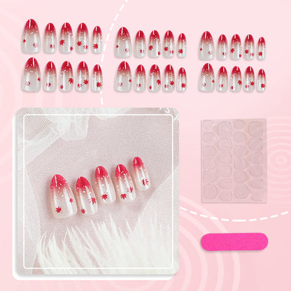 Artistic Ombre Leaf Press-On Nail Set Acalora