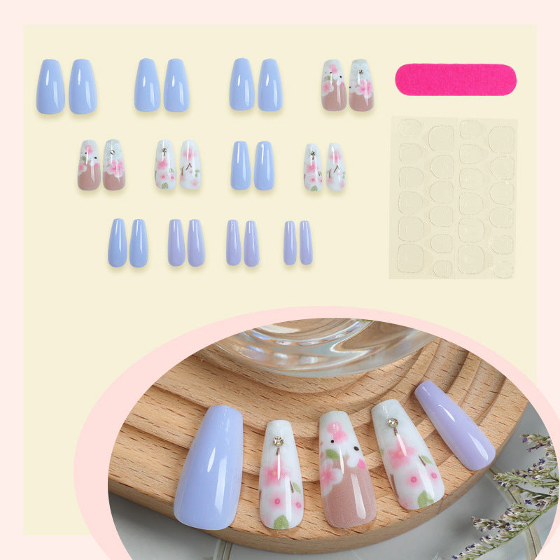 Elegant Press-On Nail Set with Floral Accents Acalora 1788496046