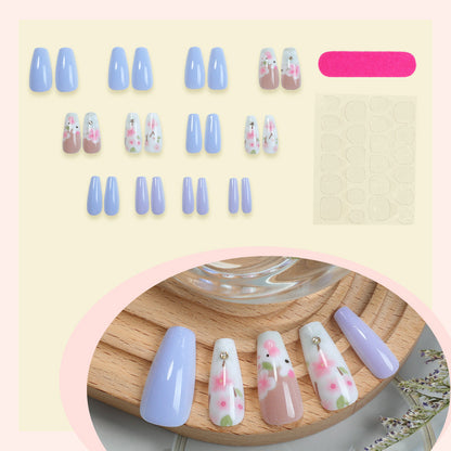 Elegant Press-On Nail Set with Floral Accents Acalora 1788496046