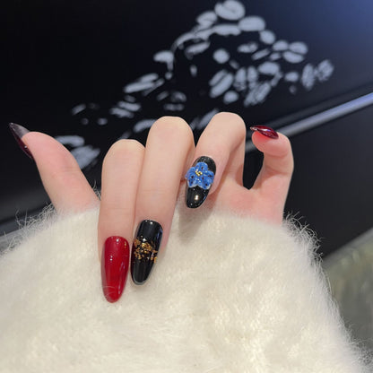 Artistic Floral Accent Press-On Nail Set Acalora