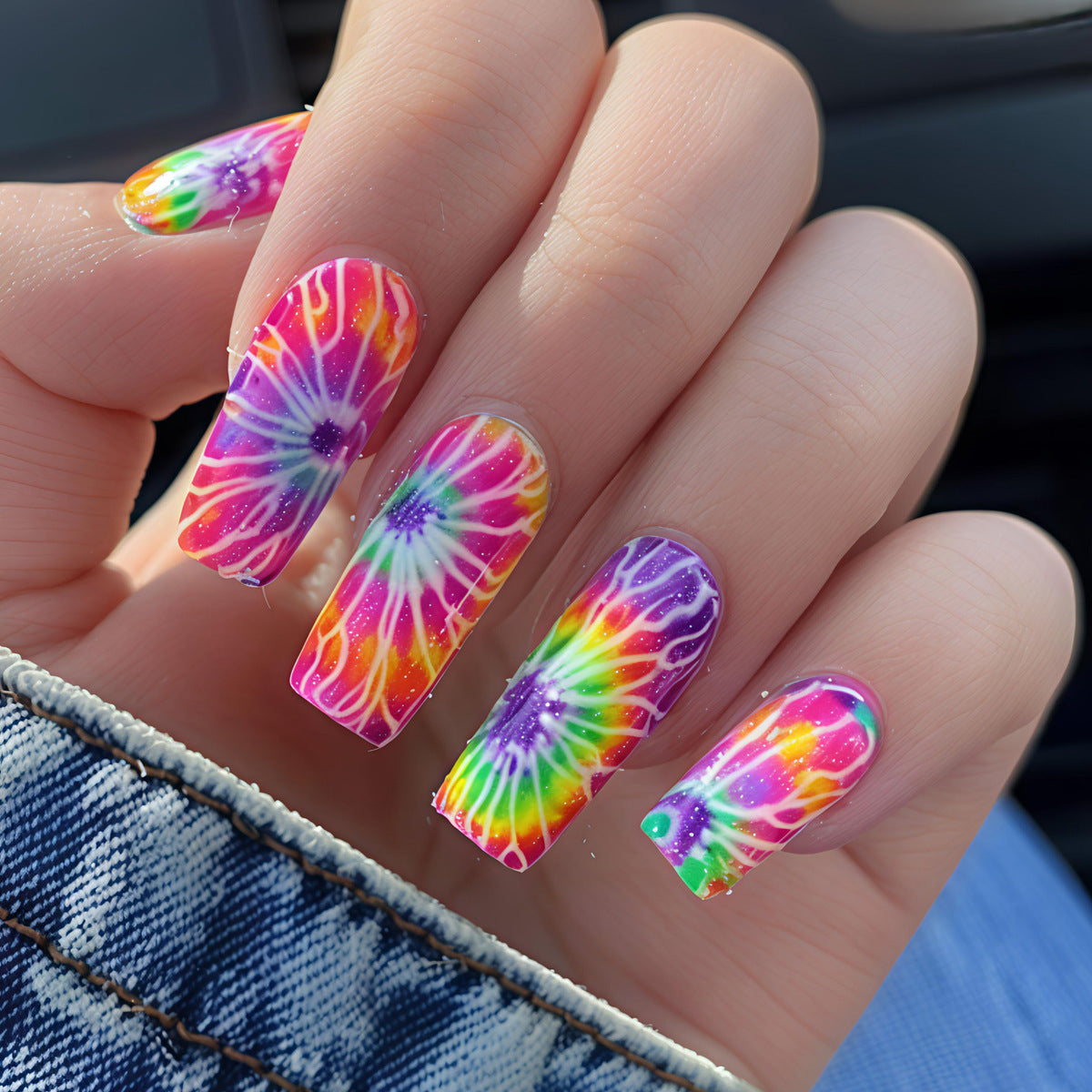 Abstract Tie-Dye Nail Art Design Acalora