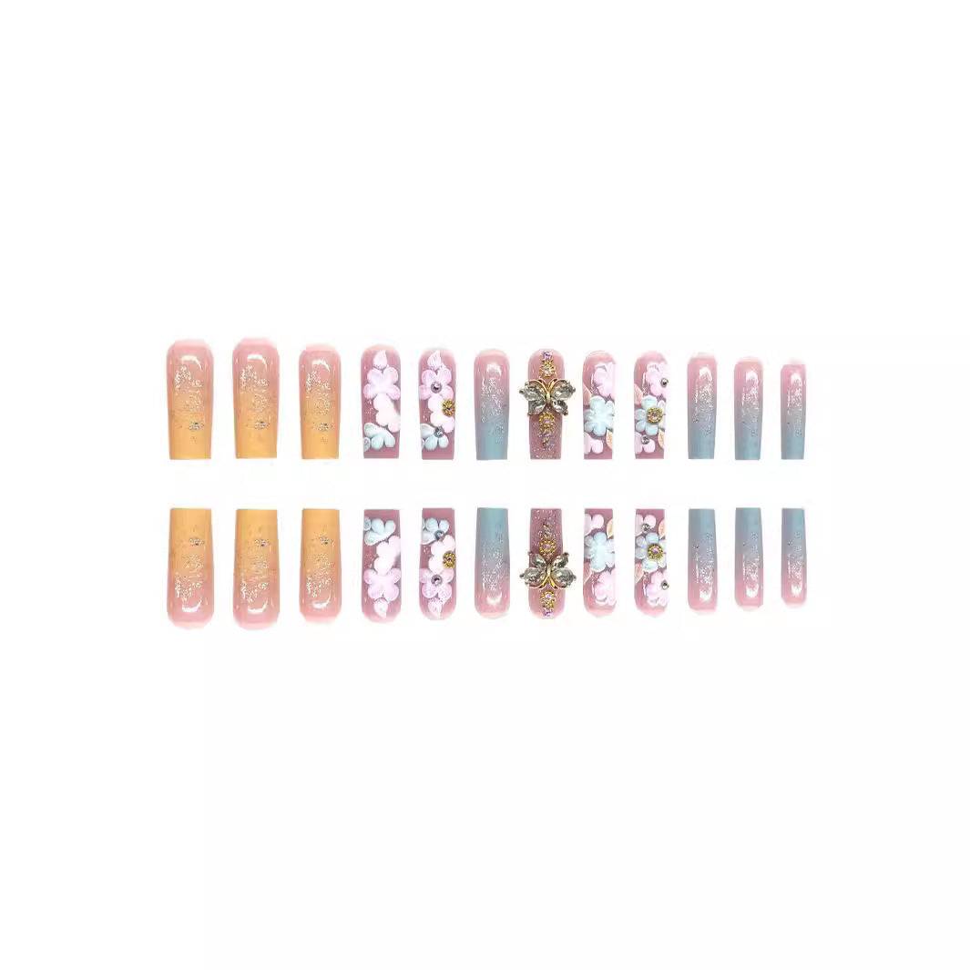 Floral 3D Press-On Nail Art Set Acalora