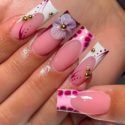 Artistic 3D Floral Press-On Nail Designs Acalora