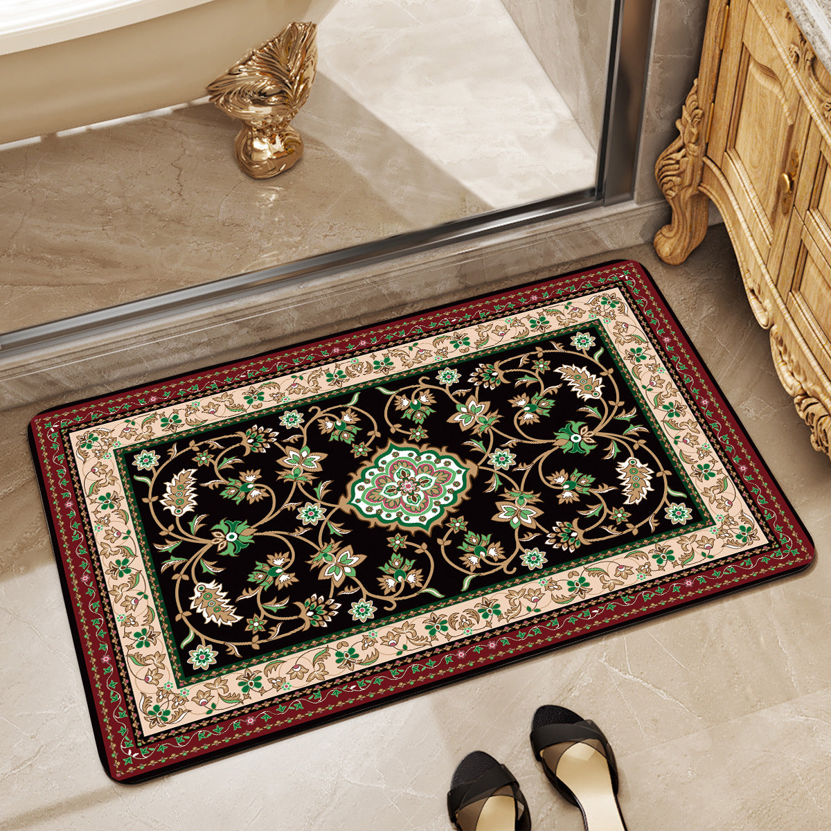 Luxurious Floral Pattern Bath Mat Acalora