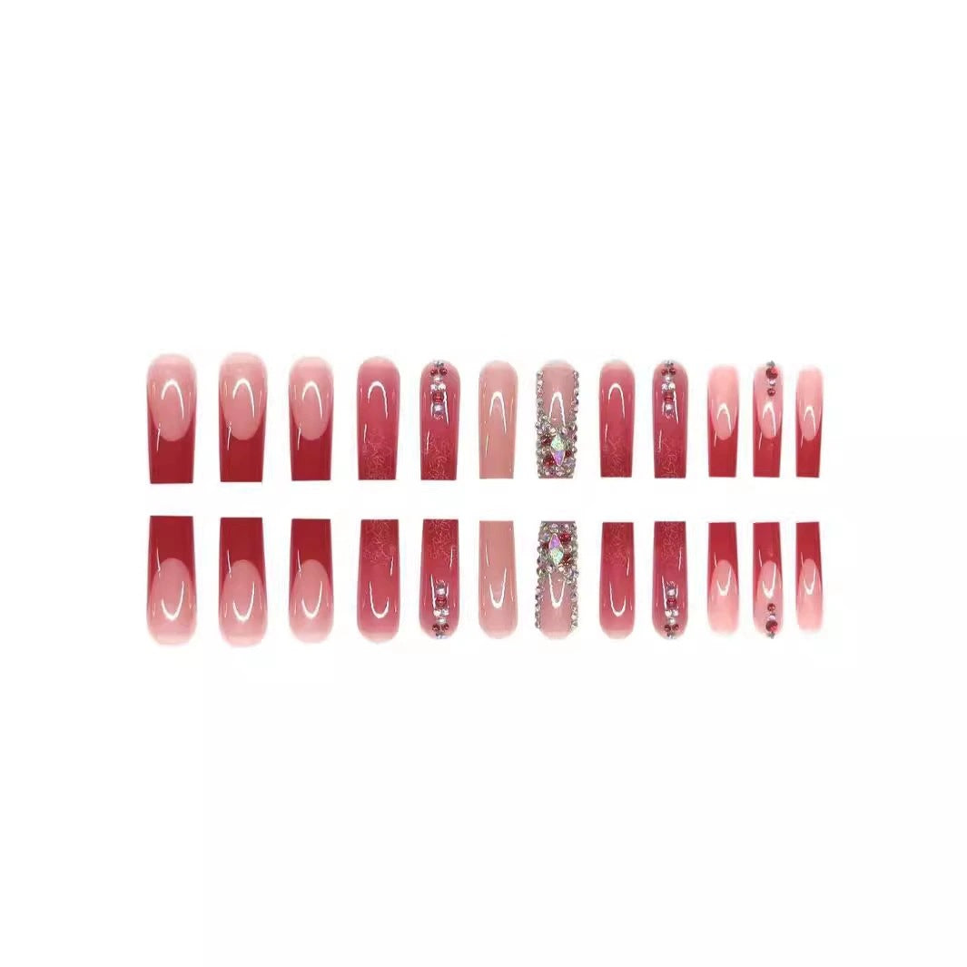 Decorative 3D Press-On Nail Art with Gemstone Accents Acalora 1788434622