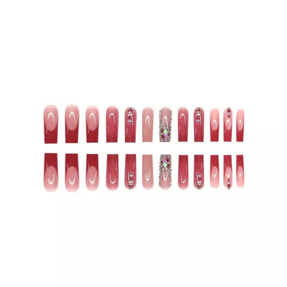 Decorative 3D Press-On Nail Art with Gemstone Accents Acalora 1788434622