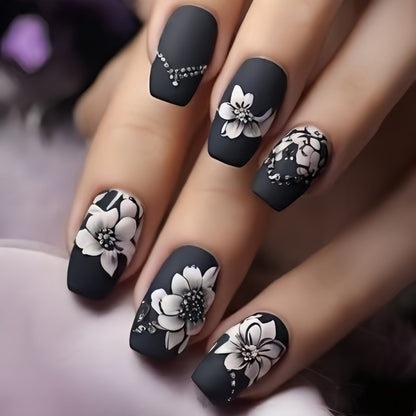 Artificial nails with elegant floral designs Acalora