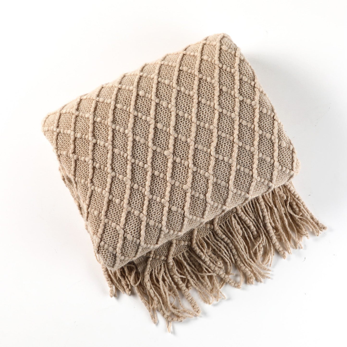 Cable Knit Fringe Throw Blanket