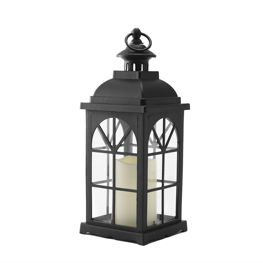 Vintage-Style Metal Lantern Candle Holder with Glass Panels Acalora