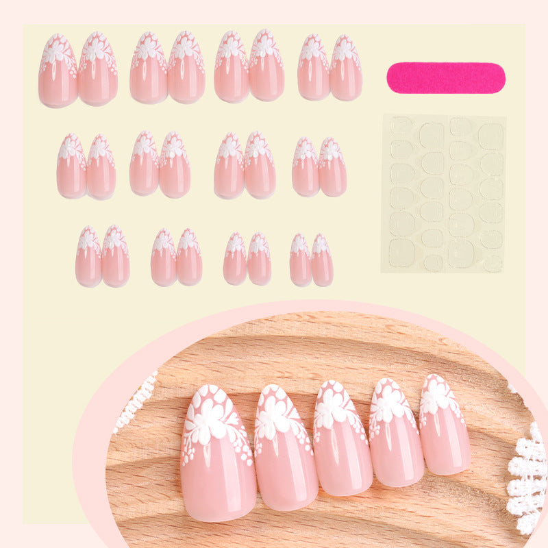 Elegant Decorative Press-On Nail Set with Floral Accents Acalora 1788495970