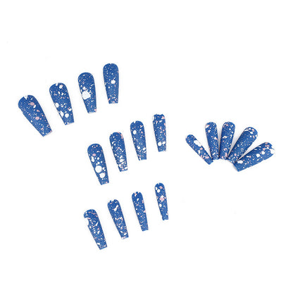 Artistic splatter design artificial nails Acalora