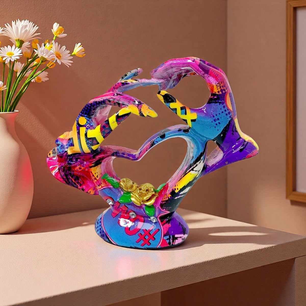 Artistic heart sculpture with intricate painting Acalora