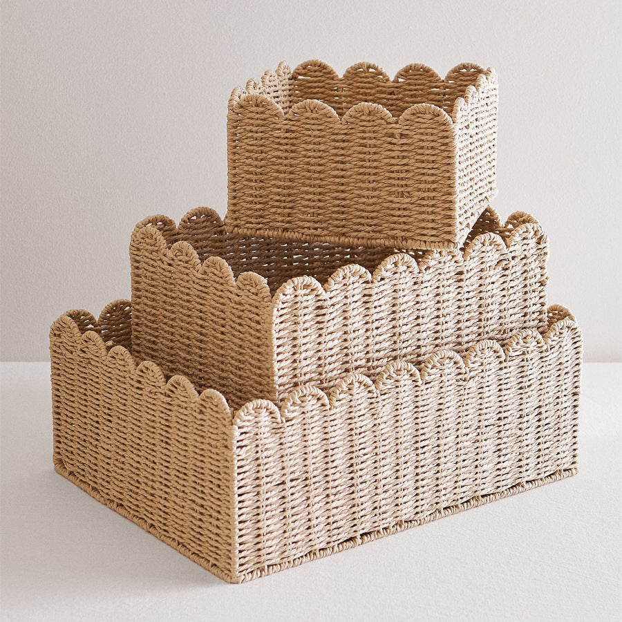 Scalloped Woven Storage Basket Acalora