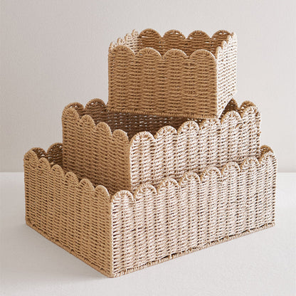 Scalloped Woven Storage Basket Acalora