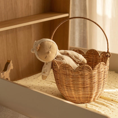 Scalloped Edge Woven Storage Basket Acalora
