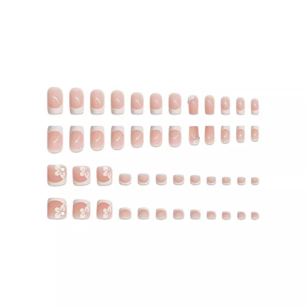 Elegant French Tip Press-On Nail Art Set Acalora