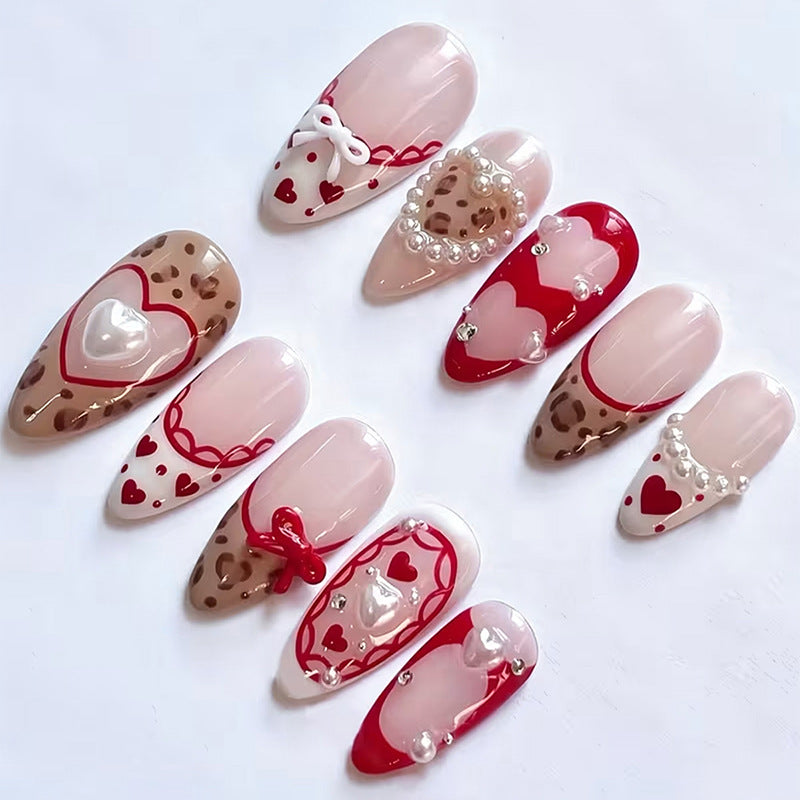Romantic Heart-Shaped Press-On Nail Art Set Acalora