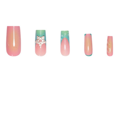 Artistic Ombre Press-On Nails with Gemstone Accents Acalora