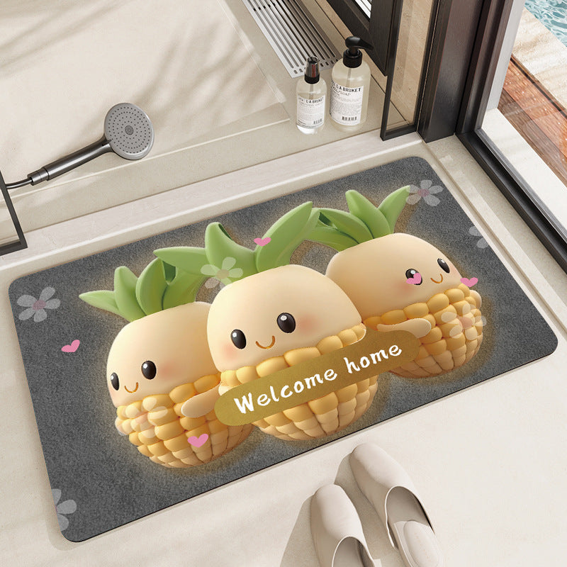 Whimsical Cabbage-Themed Welcome Mat Acalora