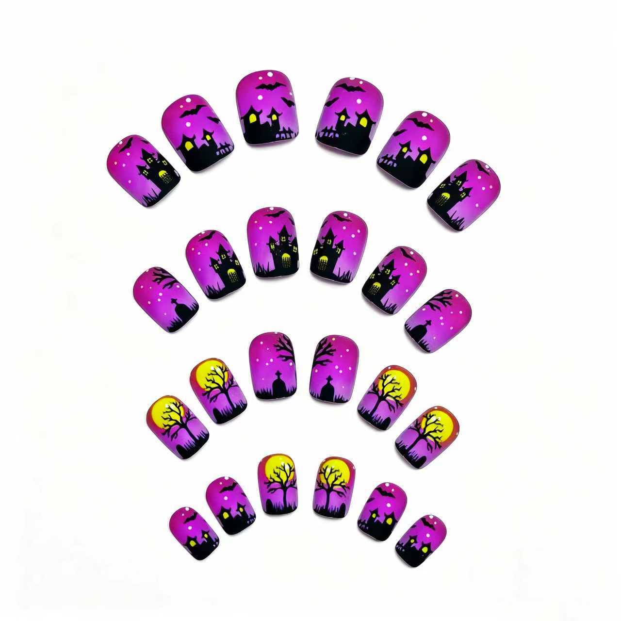 Artistic Halloween Scene Nail Art Acalora