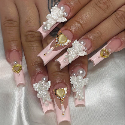 Decorative Press-On Nail Set with 3D Accents Acalora