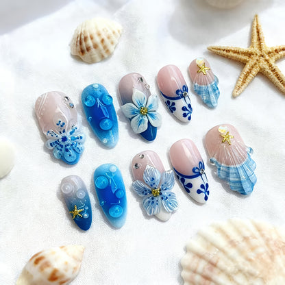 Decorative Floral Press-On Nails Acalora