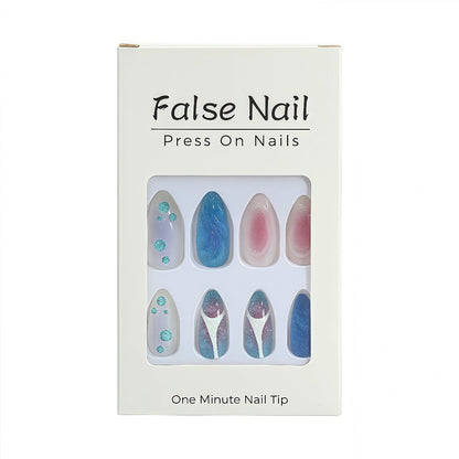 Acrylic Nail Set with Modern Aqua Designs Acalora
