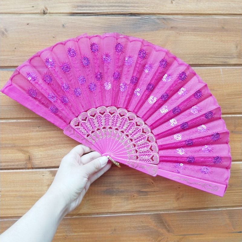 Ladies' handmade fan with fine embroideries Brehn