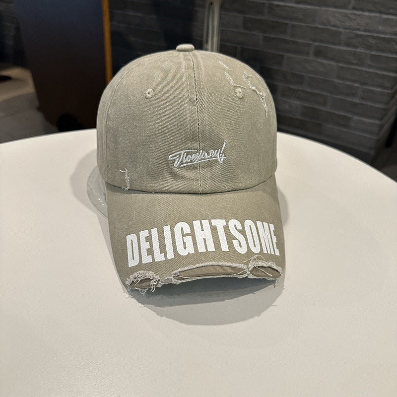 Distressed Denim Graphic Baseball Cap