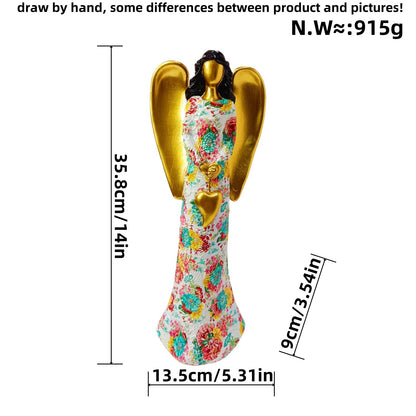 Engel Statue with Flower Pattern Acalora