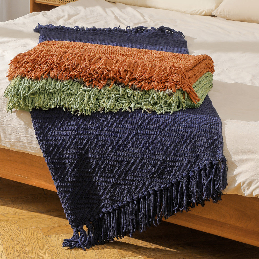 Handwoven Textured Throw Blanket