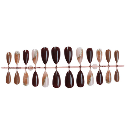 Press-On Nail Art Set with Elegant Marble and Glitter Accents Acalora