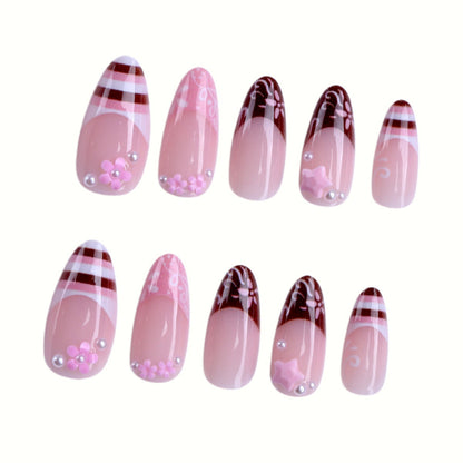 Artistic Floral Press-On Nail Enhancements Acalora