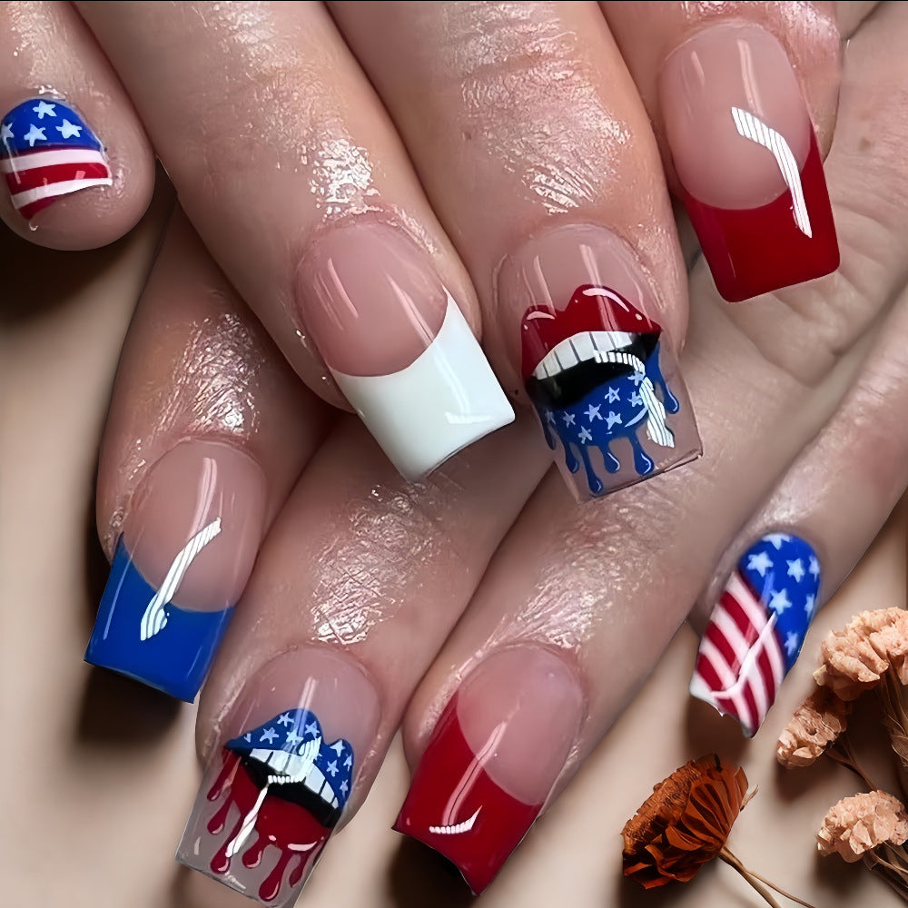 Patriotic style artificial nails Acalora